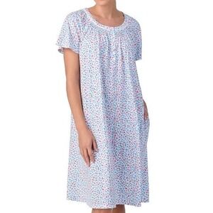 Aria Collection Nightgown Women Large White Floral 100% Cotton Lace Trim Soft